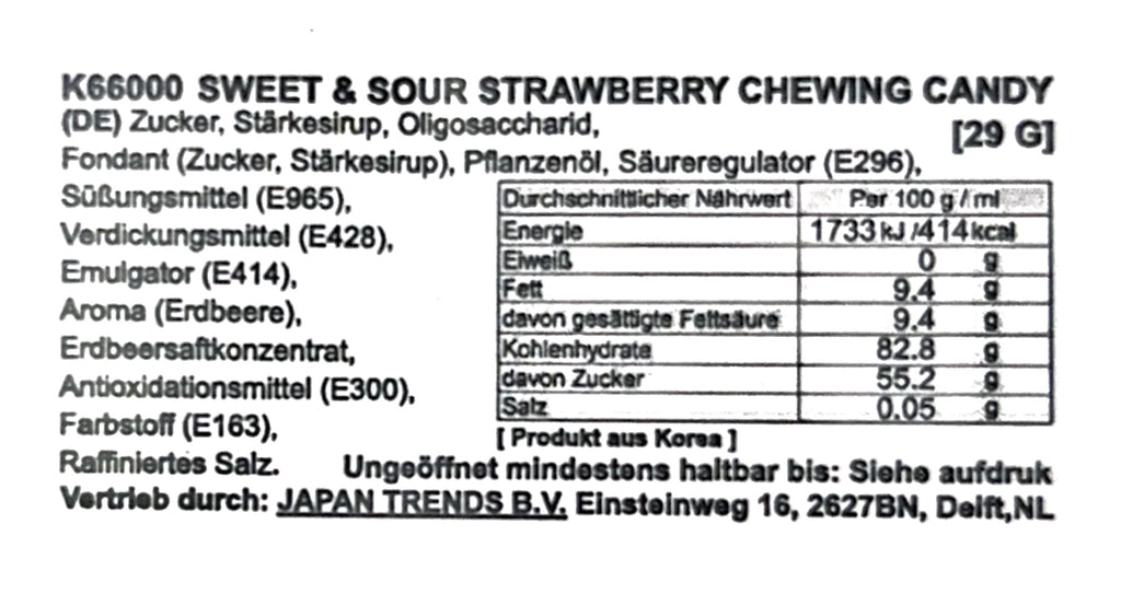 SEOULSTATION berlin Inhaltsstoffe Sweet and Sour Strawberry Chewing Candy